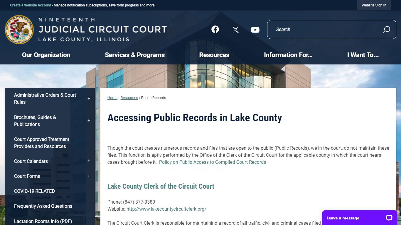 Accessing Public Records in Lake County - 19th Judicial Circuit Court, IL