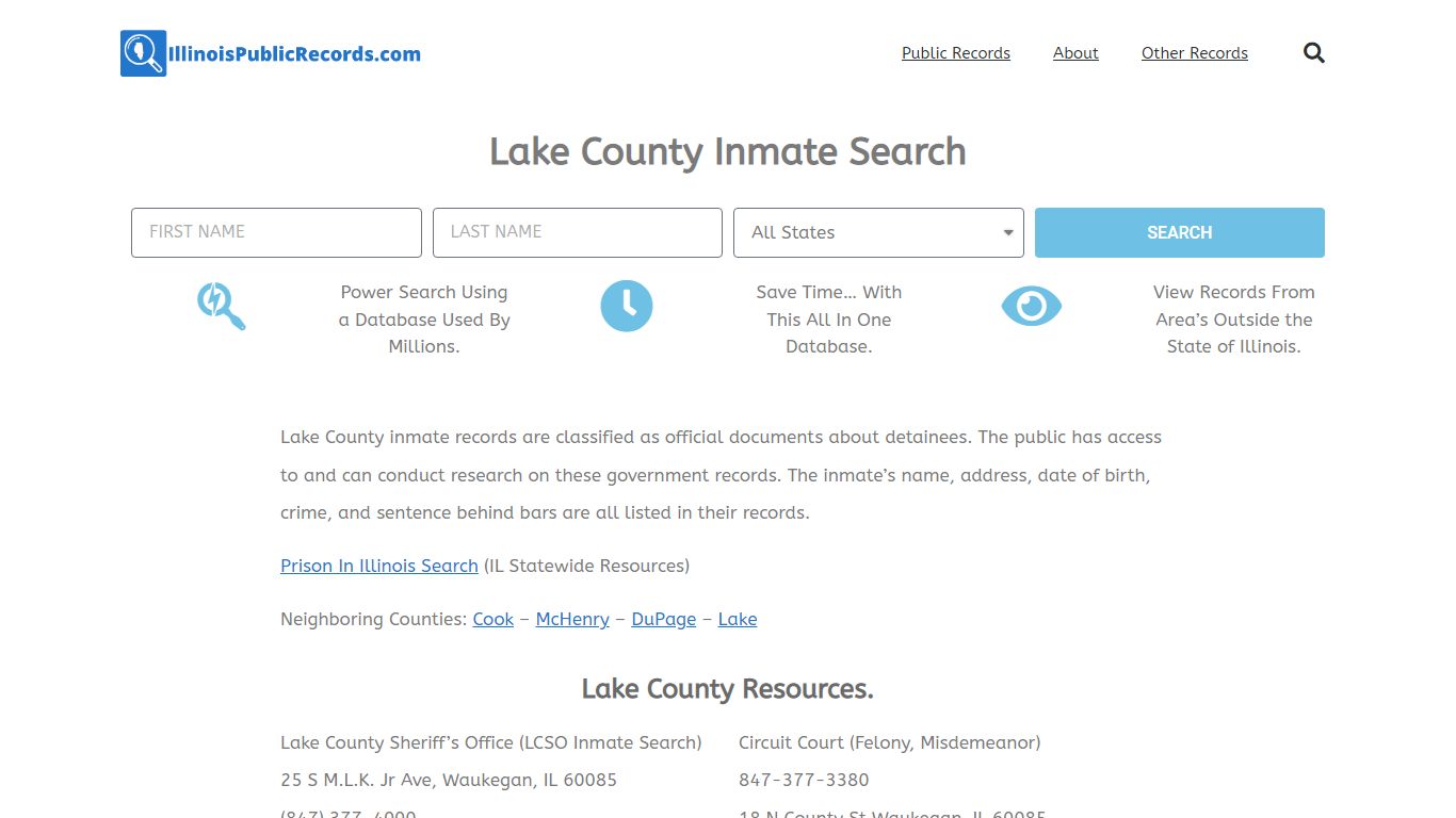 Lake County Inmate Search - LCSO IL Current & Past Jail Records